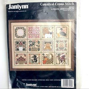 Janlynn Counted Cross Stitch Kit A Prairie Year II Sampler 63-07 NIP 18”x 14”